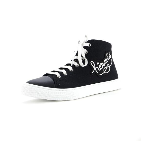 Hermes Women's Illico Highcut Sneakers Canvas Black - Picture 1 of 4